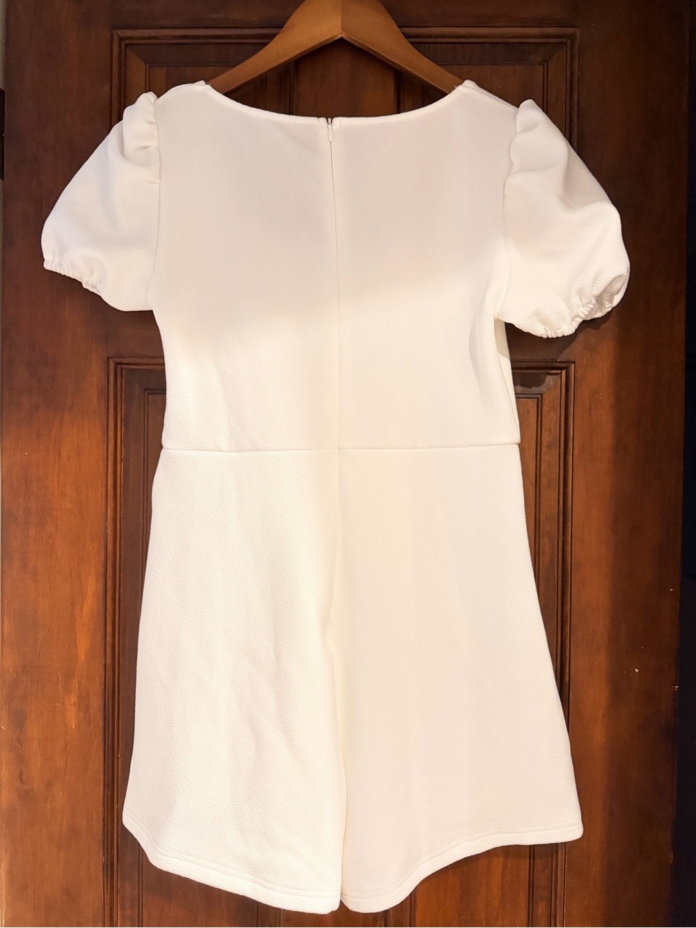 SHEIN White Square Neck Puff Sleeve Tunic Romper - Picture 2 of 3